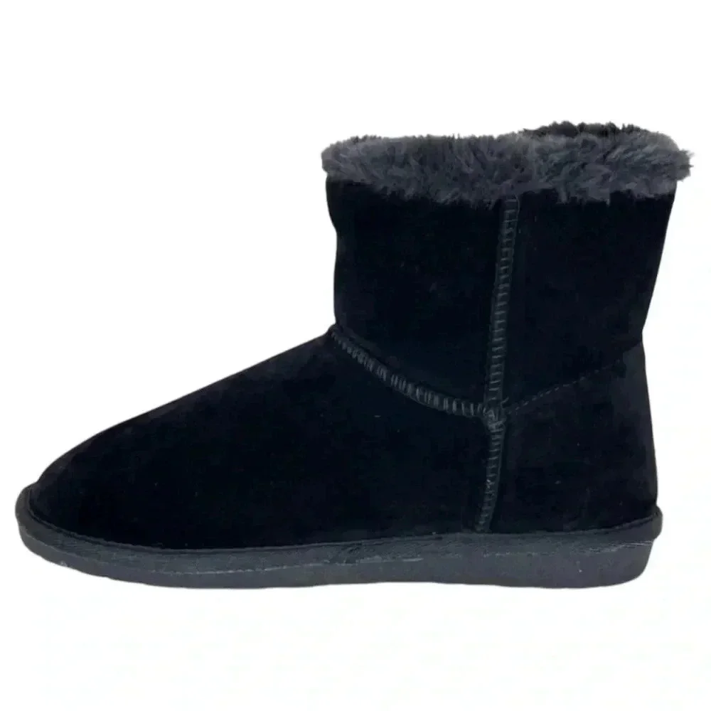 Sugar Polly Black Velvet Faux Fur Trim Womens Ankle Boots Size 6M